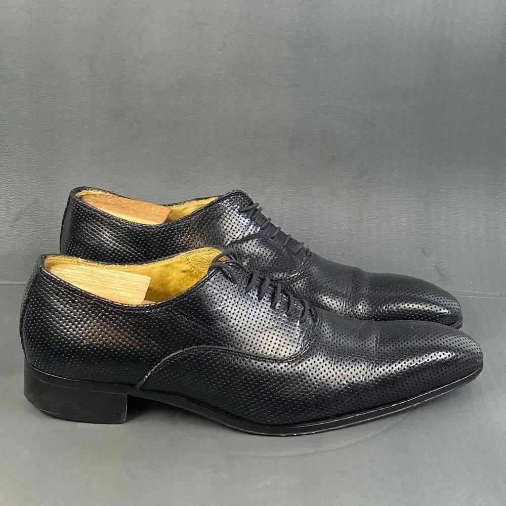 Mario Alborino black leather Oxford shoes mens size 11 (44)